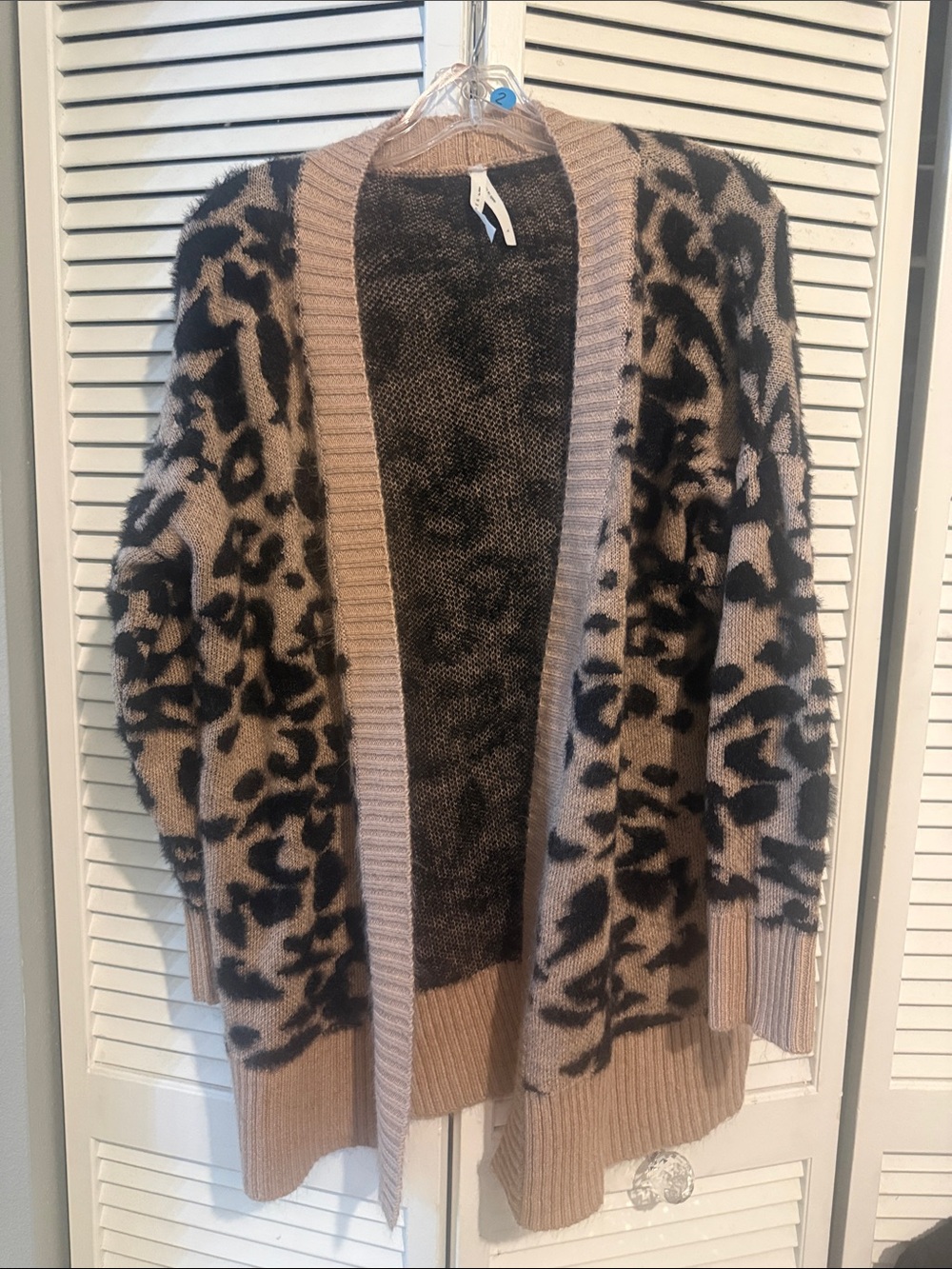 Cozy Leopard Print Open Cardigan - Beige and Black
